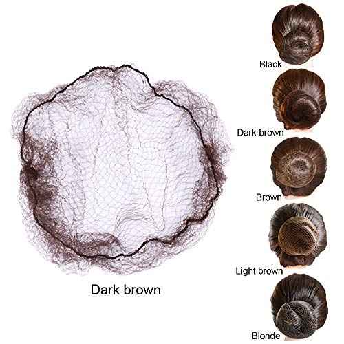 YANTAISIYU 50 Pcs Hair Net 20 Inch Invisible Elastic Mesh Wig nets for Hair Bun Food Service (Bulk Packing,Dark Brown)