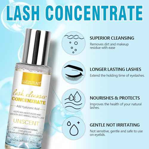 4.06 FL OZ Lash Shampoo Concentrate for Lash Extensions, Lash Cleanser Concentrate Eyelash Extension Cleanser Professional Lash Concentrate for Lash Extension Natural Foaming Cleanser Eyelash Shampoo