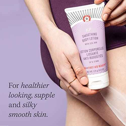 First Aid Beauty - Smooth Operators Trio: KP Bump Eraser Body Scrub, 8 oz, Smoothing Lotion, 6oz, and Ingrown Hair Pads, 28 Pads, Deep Moisture Exfoliating Skin Treatment Set with BHA & AHA, 3ct