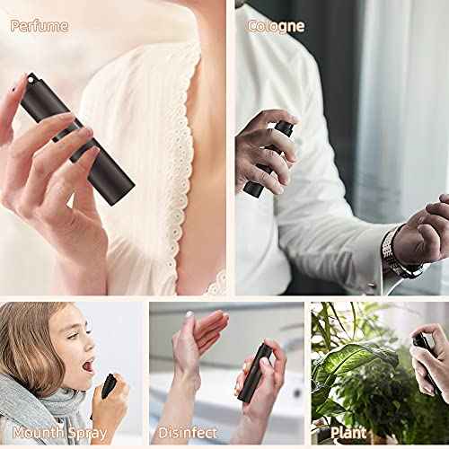 LISAPACK 8ML Atomizer Perfume Spray Bottle for Travel (3 PCS) Empty Cologne Dispenser, Portable Sprayer (Black)