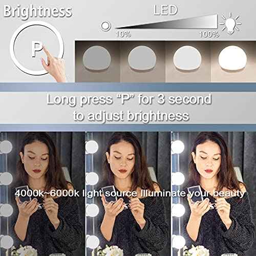 DIDIDADA Hollywood Makeup Vanity Mirror with Lights 32 x 24 Inch 18 Pcs LED Extra Large Hollywood Vanity Lighted Makeup Mirrors X10 Magnifier USB 3 Color Makeup Desk Tabletop Vanity Make up Mirrors