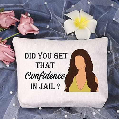 LEVLO Housewives Jail Gifts Did You Get That Confidence In Jail Makeup Bags Housewives Party Travel Bags Mother Gifts£¨Confidence In Jail£©
