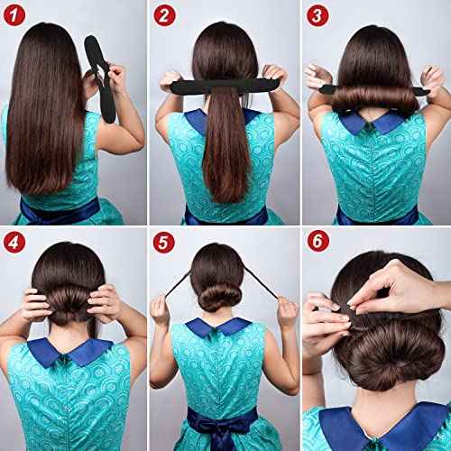 Yinder 34 Pcs Donut Hair Bun Maker Updo Set Includes Black Donut Bun Makers Small & Large Sponge Foam Hair Sponges Elastics Bands Hairpins for Hairstyle DIY