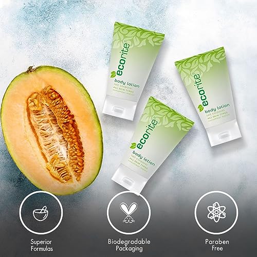 Ecorite Hand and Body Lotion with Cucumber-Melon Fragrance, Travel Size Hotel Amenities Biodegradable/Recyclable Tube, 1 fl oz/30 ml, Pack of 288