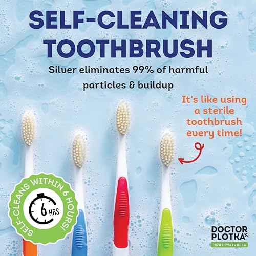 MOUTHWATCHERS Soft Flossing Manual Toothbrush for Adults, 2 Pack, Ultra Clean, Good for Sensitive Teeth and Gums, by Dr. Plotka's, Colors May Vary