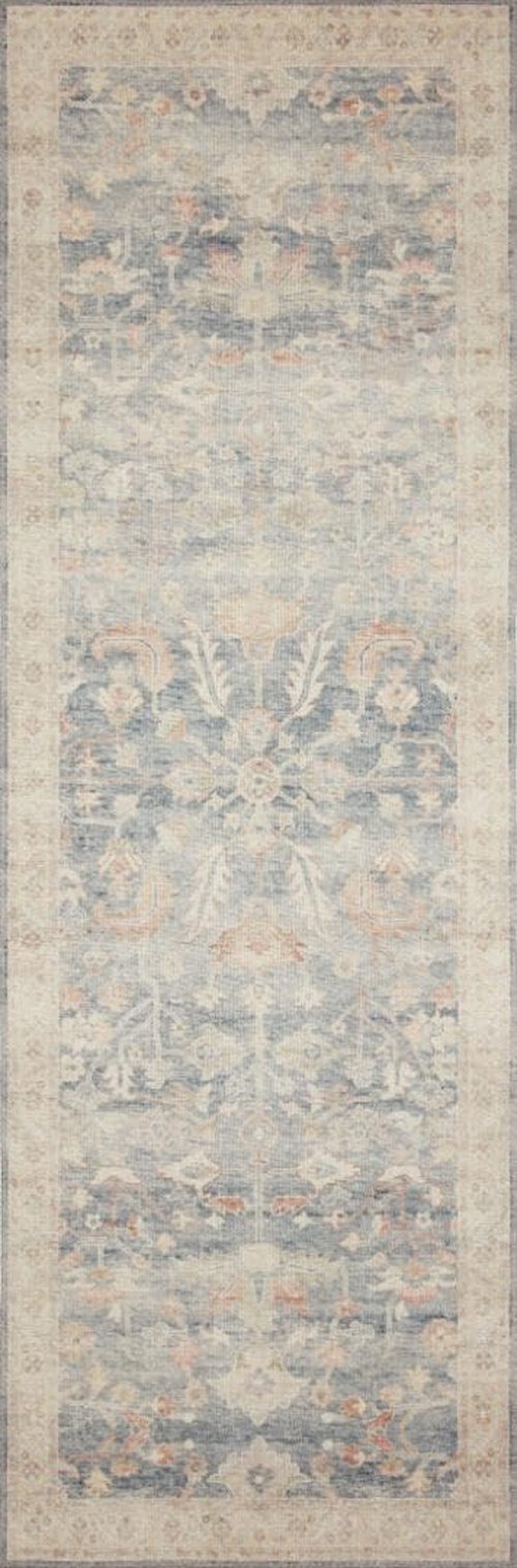 Loloi Hathaway Collection HTH-02 Denim/Multi 5'-0" x 7'-6", .25" Thick Area Rug, Soft, Durable, Printed, Modern, Low Pile, Non-Shedding, Easy Clean, Living Room Rug