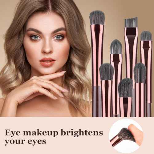 Eye Makeup Brushes Set, Premium 7Pcs Eyeshadow Brush, Professional Eye Brush for shadow lip Angled Eyeliner Eyebrows, Soft Hairs and Wood Handle.