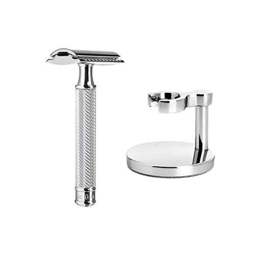 MÜHLE TRADITIONAL R89 Double Edge Safety Razor (Closed Comb) | Perfect for Everyday Use & MÜHLE TRADITIONAL Stand for Razors, Shave Accessory - Robust Stainless Steel