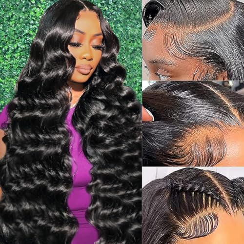 13x6 Body Wave Lace Front Wigs Human Hair HD Transparent Lace Front Wigs Human Hair 180 Density Glueless Frontal Wig for Women Pre Plucked with Baby Hair 22 Inch