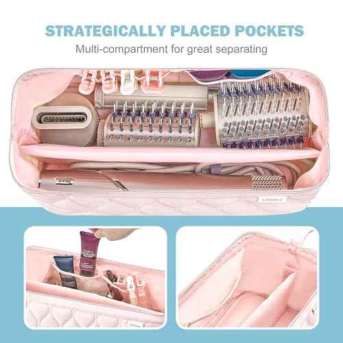 Hair Tools Travel Bag for Shark Flex Fusion Puffer Flexstyle Carring Case Portable Dyson Airwrap Travel Case for Shark Hair Dryer Flat Curing Iron Organizer (Pink)