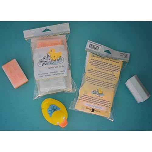 Loofah Sterilized Cradle Cap Brush - 3-pk Sterile and Safe 2 in 1, Baby Bath Sponge | for Treatment Time Puff, Multicolored