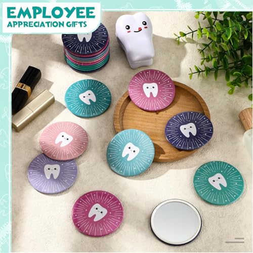 Geetery 18 Pcs Dentist Appreciation Gifts Tooth Compact Mirrors Dental Hygienist Assistant Accessories for Dental Students Woman Office Staffs Assistants