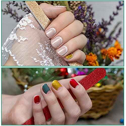 20 Pieces Glitter Nail File Colorful Nail Boards Nail Buffer Double Sided Emery Boards Fingernails Toenails Manicure Files Manicure Care Pedicure Tools for Women Girls (Bright Color)