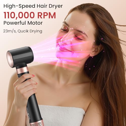 Dual Voltage 3 in 1 Hot Hair Styler ? High-Speed Hair Dryer with Air Wrap for Women with Extra Long Barrel Air Styler, European Hair Tools Styling, Fast Drying and Quick Styling, Travel Case.