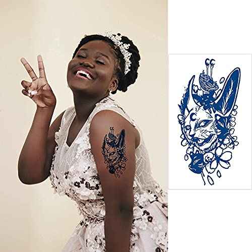 Aresvns Semi-Permanent Tattoos for Men and Women,Waterproof Realistic Temporary Tattoos Long-Lasting1-2 Weeks,Lifelike Fake Tattoos Christmas Gift Dark blue
