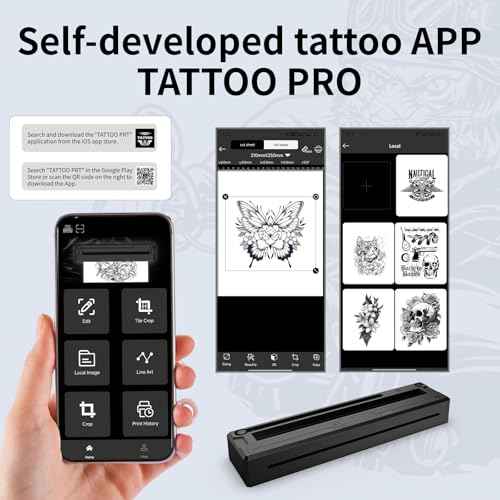 2025 New Tattoo Stencil Printer - Wireless Bluetooth Thermal Tattoo Transfer Machine, Includes 10pcs Transfer Paper, Portable Tattoo Printer for Beginners & Pros, Works with iPhone/Android/iPad