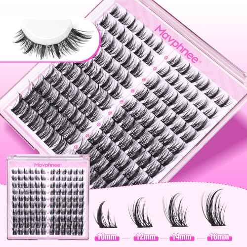 Natural Lash Clusters Spiky Eyelash Extensions Wispy Individual Lashes Manga Eyelash Individuals 120 Pcs CC-Curly Cluster Eyelash Extensions 10-16MM Mixed DIY Lash Extensions by Mavphnee