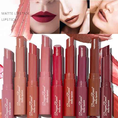 3 Colors Red Tube Lipstick, Cigarette Lipstick Set, Labiales Mate Velvet Lipstick Moisturizer & Smooth, Long Lasting 24 Hours Waterproof (Set A)