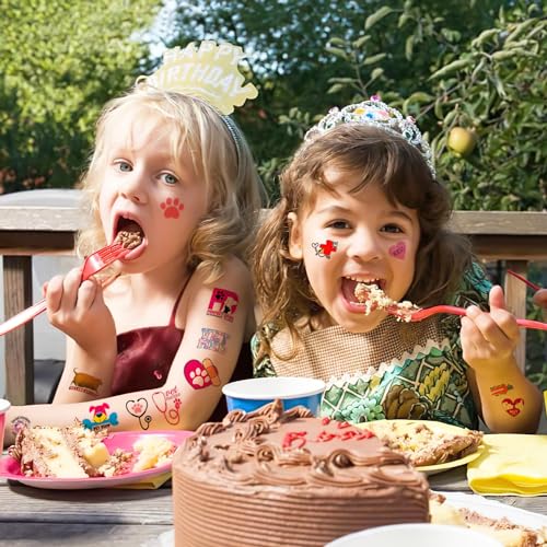 96 PCS Funny Veterinary Vet Medicine Technician Vet Med Temporary Tattoos Birthday Theme Party Supplies Decorations Favors Decor Cute Pet Cat Dog Tattoo Stickers Gifts for Kids Boys Girls Class Prizes