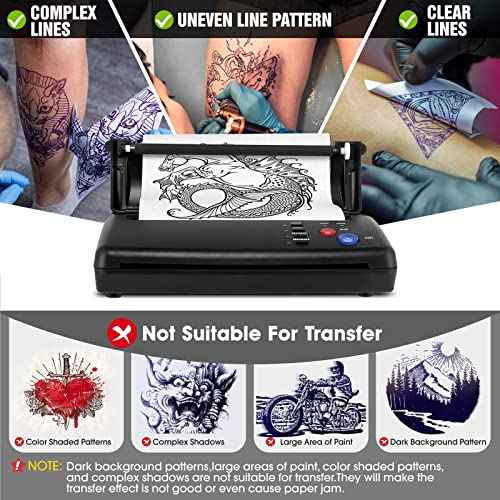 Tattoo Stencil Transfer Copier Printer with 20pcs Free Stencil Transfer Paper, Thermal Copier Printer Tattoo Kit