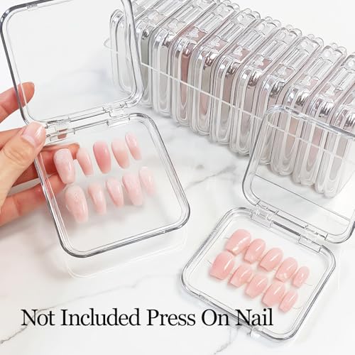 16 PCS Clear Press on Nail Packaging Press on Nail Case for Fake Storage Display Salon Nails Nails Container Boxes with 60 PCS Adhesive Double