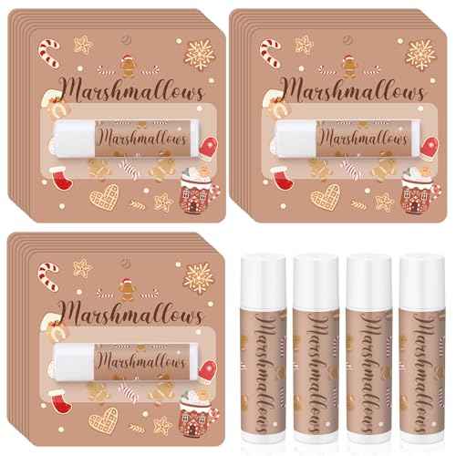 24 Pcs Hot Cocoa Bar Flavor Lip Balms Bulk Hot Chocolate Coffee Bar Supplies for Guest Lip Balm Gift Set Travel Size Lipstick Winter Baby Shower Christmas Birthday Favors Decorations