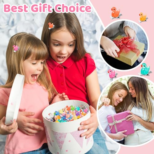 84Pcs Sprouts Rave Clips, Cute Mini Glow Resin Duck Clips for Hair, Festival Accessories for Girls Party Supplies