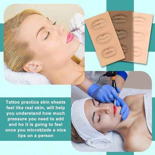3 Different Designs of 5D Practice Silicone Lips Skin Permanent Makeup Practice Lips for Tattooing Artists and Beginners (1PC-Brown)
