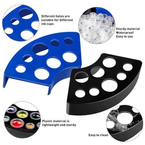 Tattoo Ink Caps Kit, 500 PCS SML Mixed Size Tattoo Ink Cups with 2 Ink Cap Holders, Disposable Plastic Pigment Caps for Tattooing Set Tatoo Supplies Accessories
