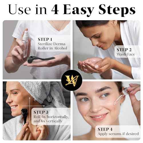 Derma Roller for Skin, Hair & Beard ? Women and Men Titanium Microneedling Roller for Face & Scalp, Safe & Easy to Use - Jet Black