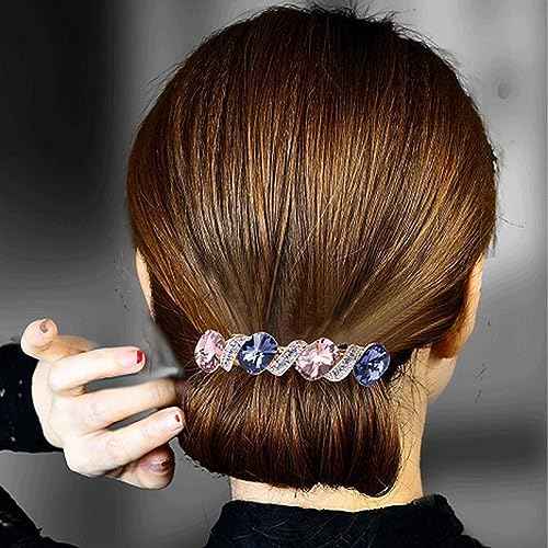 2pcs Sparkly Colored Crystal Rhinestone Hair Barrettes French Hair Clips Hairpin Hair Accessories for Women Girls (2 colors)
