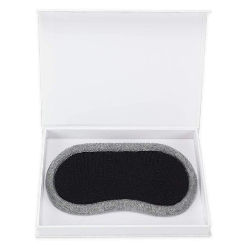Jet&Bo 100% Pure Cashmere Eye Mask Black & Gray in Gift Box