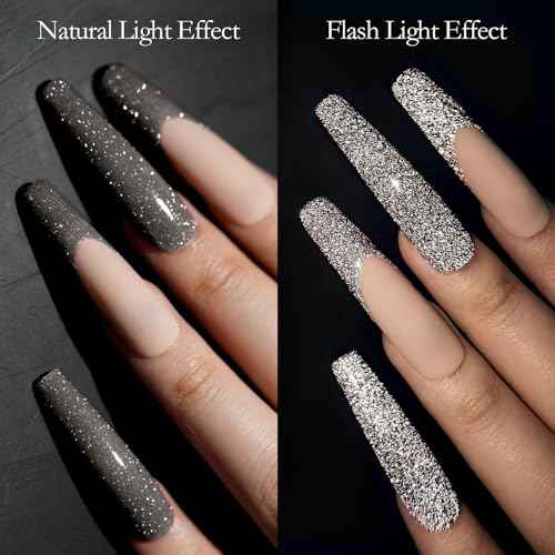 CANNI Black Glitter Gel Polish ? Reflective, Sparkly & Shimmery UV/LED Soak-Off Gel Nail Polish, DIY Manicure, Salon-Quality, Disco Shine for Women & Girls