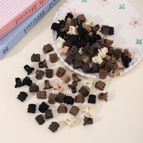 100Pcs Small Hair Clips, Cute Tiny Claw Clips for Thin Hair with Strong Grip, Neutral Color Hair Accessories for Girls Women, Birthday Christmas Gifts