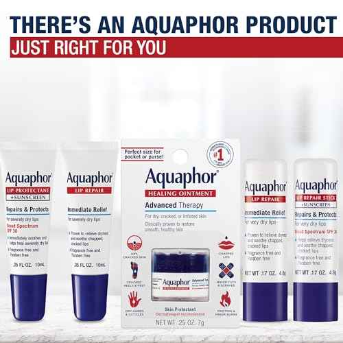 Aquaphor Lip Repair Ointment, Moisturizing Lip Balm Pack, Relieves Dryness, 0.35 Tube, Pack of 2
