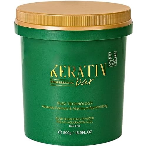 Professional Blue Bleaching Powder - Plex Technology - Lifts up to 9 Shades - Maximum Lifting Extra Strength Lightener Hair Highlights All Type & Highlighted Hair - Dust Free - 16.9 oz