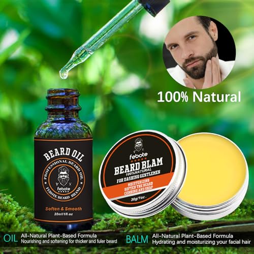Innovation Blue Beard Straightener Kit w, Beard Balm, Beard Growth Oil, Beard Styling Comb & Scissors, Upgraded 5-in-1 Beard Set, Unique Stocking Stuffer Gifts for Friend, Father & Him