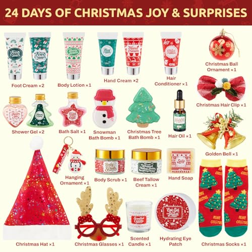 Advent Calendar 2025-24 Days of Christmas Countdown Calendar, Skincare Gift Set, Self Care Beauty Gifts, Christmas Spa Gift Box for Teen Girls and Women