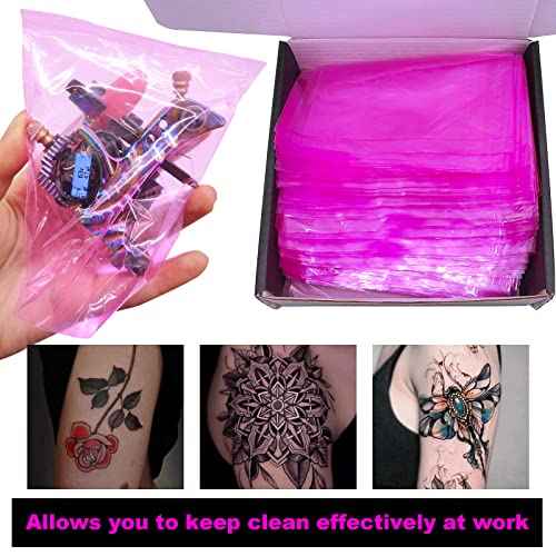 300PCS Purple Tattoo Machine Bags, Disposable, Waterproof, 4x5.1 Inches, Tattoo Supplies, Tattoo Kits