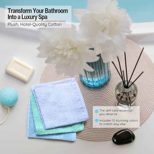 Luxurious Washcloths ? Set of 12 ? Size 13¡± x 13¡± ? Thick Loop Pile Washcloth ? Absorbent and Soft 100% Ring-Spun Cotton Wash Cloth ? Lint Free Face Towel ? Wash Cloths Perfect for Bathroom