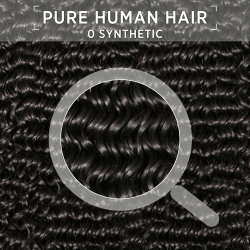 Deep Wave Bundles, Curly Bundles Human Hair, 16 16 16 Inch, Wet and Wavy, Natural Black, Soft, 285g-300g, Brazilian Hair