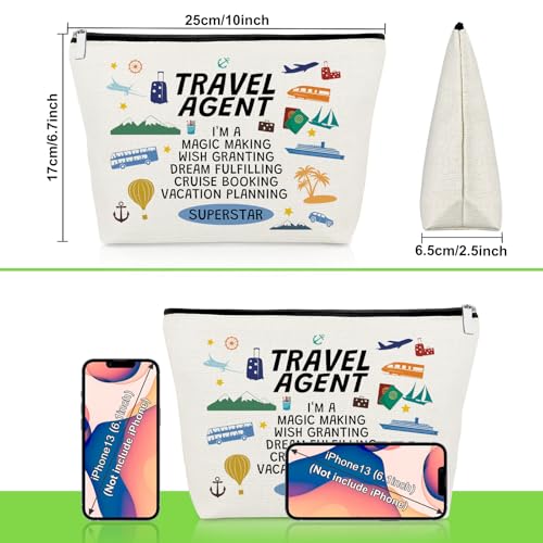Travel Agent Makeup Bag Appreciation Gift for Travel Agent Planner Advisor Coworker Coametic Bag Trip Lover Gifts for Woman Travelers Christmas Retirement Present Traveling Cosmetic Zipper Pouch
