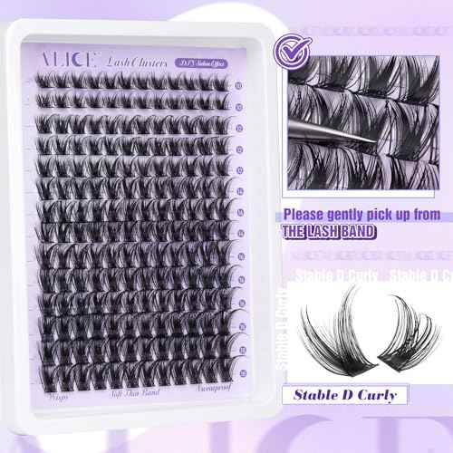 ALICE Lash Clusters Wispy Eyelash Clusters 10-18mm 168pcs Cluster Eyelash Extensions Natural Volume Lash Extensions DIY Individual Lashes Clusters with Soft Thin Band