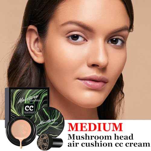 CAHIUYOA Mushroom Head Air Cushion CC Cream BB Cream Mushroom Head Foundation Full Coverage Foundation Makeup Long Lasting Moisturize Matte Concealer - 03 Medium