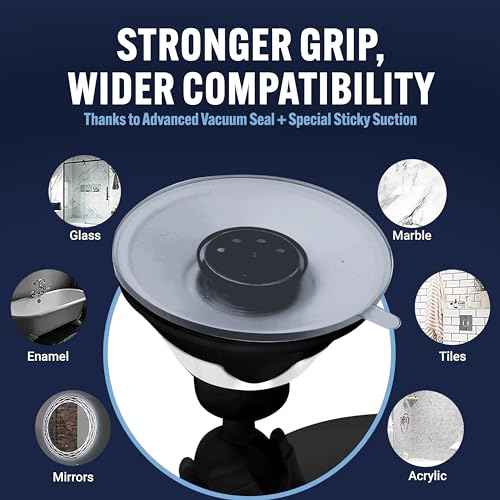 MIRRORVANA Fogless Shower Mirror for Shaving with Upgraded Suction, Anti Fog Shatterproof Surface and 360¡Æ Swivel, 1X Magnifying, 6.3 x 6.3 Inch (Black)