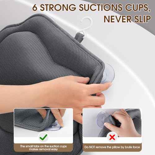 LuxStep Bath Pillow with Breathable Mesh Fabric - Bathtub Pillow for Head, Neck & Shoulder Support- 6 Non-Slip Suction Cups for Secure Fit - Fits Any Bathtub, Bath Accessories Spa Gifts