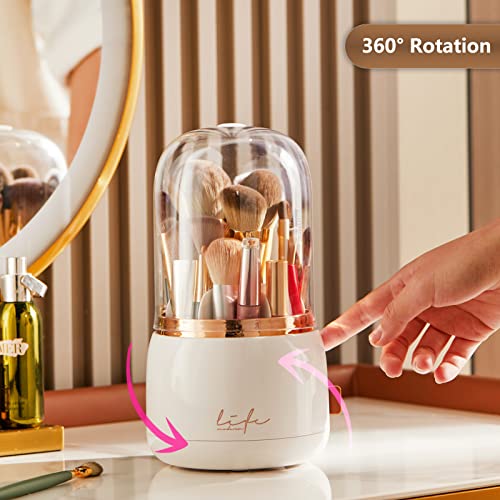 Large Makeup Organizer with Brush Holder, Makeup and Skincare Organizer for Vanity, Cosmetics Skincare Organizers with Lid and Drawers for Countertop, Bathroom, Dresser, Ideal Gifts for Women