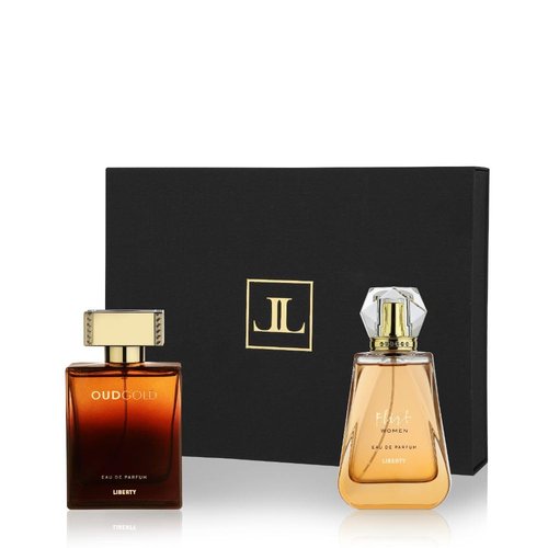 Liberty Luxury Perfume Gift Set - Flirt and OudGold for Men and Women (100ml/3.4Oz each), Eau De Parfum (EDP) Spray, Designed in France, Long Lasting Smell