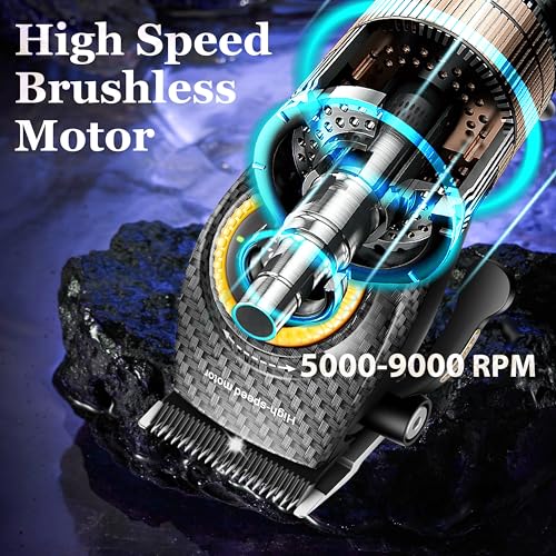 KEMEI 2242 Professional Hair Clippers for Men, Cordless Barber Clipper with LED Display & Charging Base, Hair Cutting Tools, 9000 RPM Super Torque Motor, Black