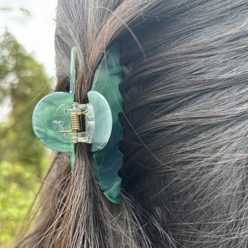 Large Hair Claw Clips - Strong Hold Green Clamps for Thick Hair, Non-Slip Jaw Clips for Women (4PCs)